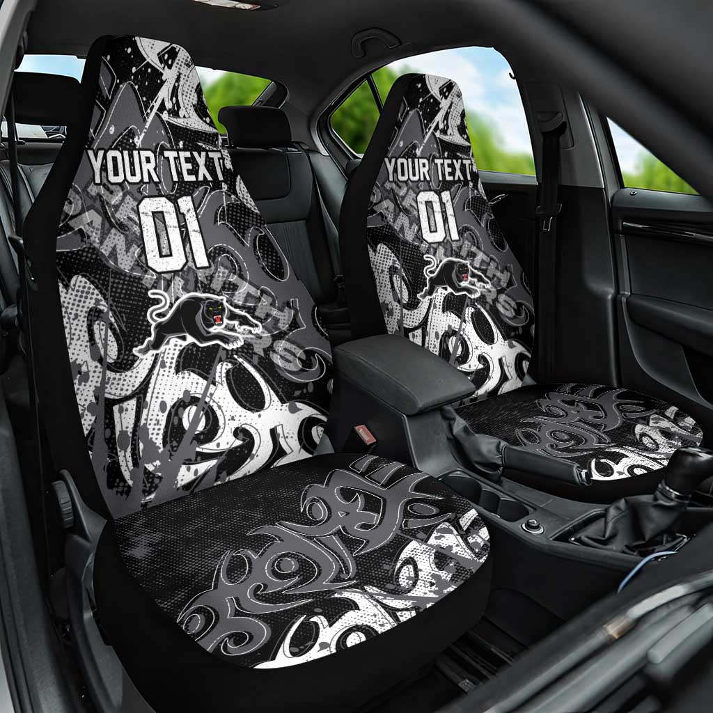 Personalized Penrith Panthers Rugby Car Seat Cover Urban Street Graffiti Style - Distressed Splatter Elements