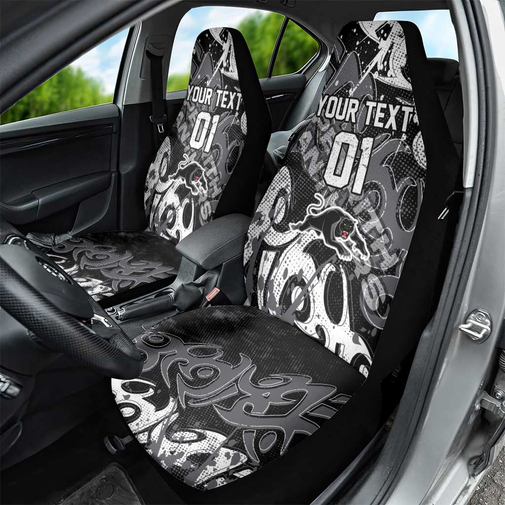 Personalized Penrith Panthers Rugby Car Seat Cover Urban Street Graffiti Style - Distressed Splatter Elements