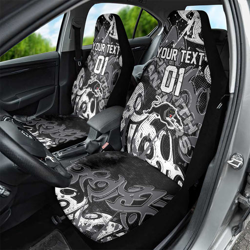 Personalized Penrith Panthers Rugby Car Seat Cover Urban Street Graffiti Style - Distressed Splatter Elements