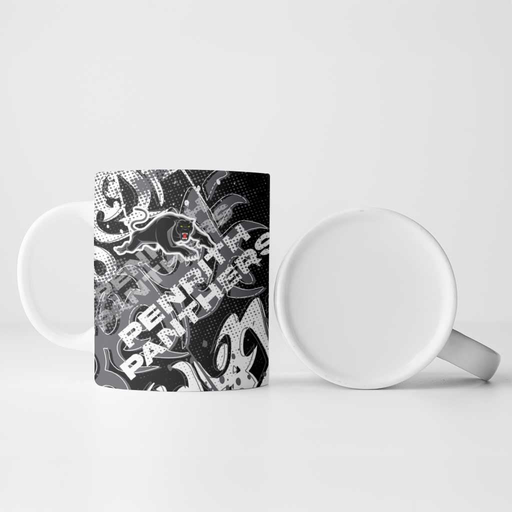 Personalized Penrith Panthers Rugby Ceramic Mug Urban Street Graffiti Style - Distressed Splatter Elements