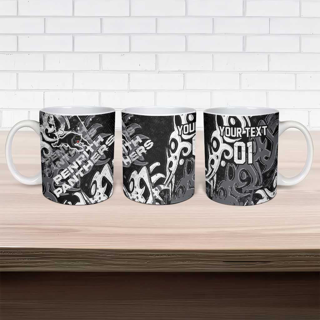 Personalized Penrith Panthers Rugby Ceramic Mug Urban Street Graffiti Style - Distressed Splatter Elements