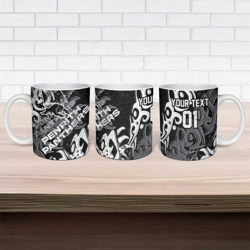 Personalized Penrith Panthers Rugby Ceramic Mug Urban Street Graffiti Style - Distressed Splatter Elements