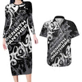Personalized Penrith Panthers Rugby Couples Matching Long Sleeve Bodycon Dress and Hawaiian Shirt Urban Street Graffiti Style - Distressed Splatter Elements