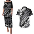 Personalized Penrith Panthers Rugby Couples Matching Puletasi and Hawaiian Shirt Urban Street Graffiti Style - Distressed Splatter Elements