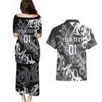 Personalized Penrith Panthers Rugby Couples Matching Puletasi and Hawaiian Shirt Urban Street Graffiti Style - Distressed Splatter Elements