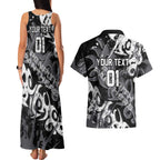 Personalized Penrith Panthers Rugby Couples Matching Tank Maxi Dress and Hawaiian Shirt Urban Street Graffiti Style - Distressed Splatter Elements