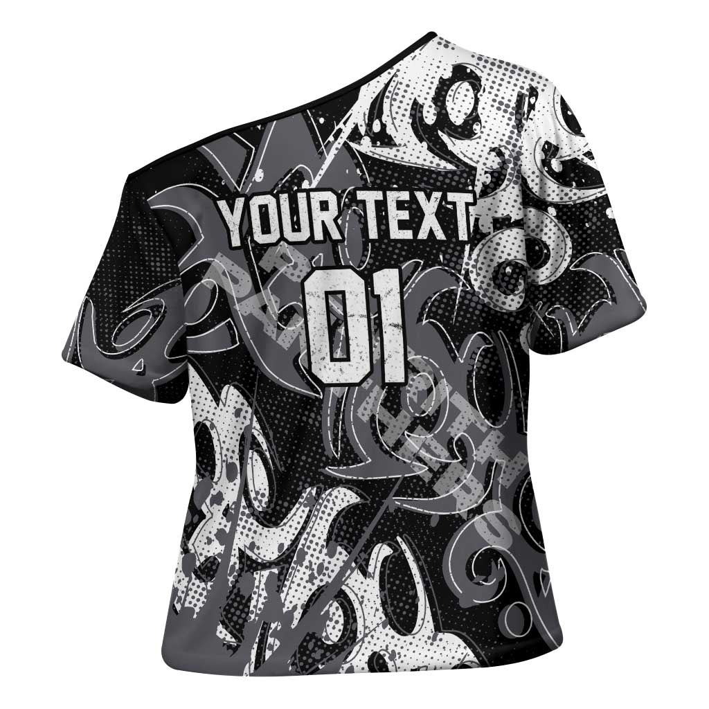 Personalized Penrith Panthers Rugby Cross Shoulder Shirt Urban Street Graffiti Style - Distressed Splatter Elements