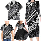 Personalized Penrith Panthers Rugby Family Matching Long Sleeve Bodycon Dress and Hawaiian Shirt Urban Street Graffiti Style - Distressed Splatter Elements