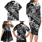 Personalized Penrith Panthers Rugby Family Matching Long Sleeve Bodycon Dress and Hawaiian Shirt Urban Street Graffiti Style - Distressed Splatter Elements