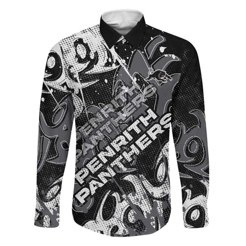Personalized Penrith Panthers Rugby Family Matching Long Sleeve Bodycon Dress and Hawaiian Shirt Urban Street Graffiti Style - Distressed Splatter Elements