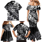 Personalized Penrith Panthers Rugby Family Matching Mermaid Dress and Hawaiian Shirt Urban Street Graffiti Style - Distressed Splatter Elements