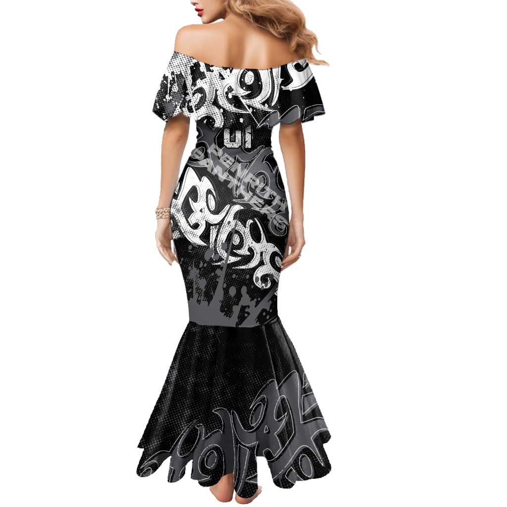 Personalized Penrith Panthers Rugby Family Matching Mermaid Dress and Hawaiian Shirt Urban Street Graffiti Style - Distressed Splatter Elements