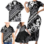 Personalized Penrith Panthers Rugby Family Matching Short Sleeve Bodycon Dress and Hawaiian Shirt Urban Street Graffiti Style - Distressed Splatter Elements