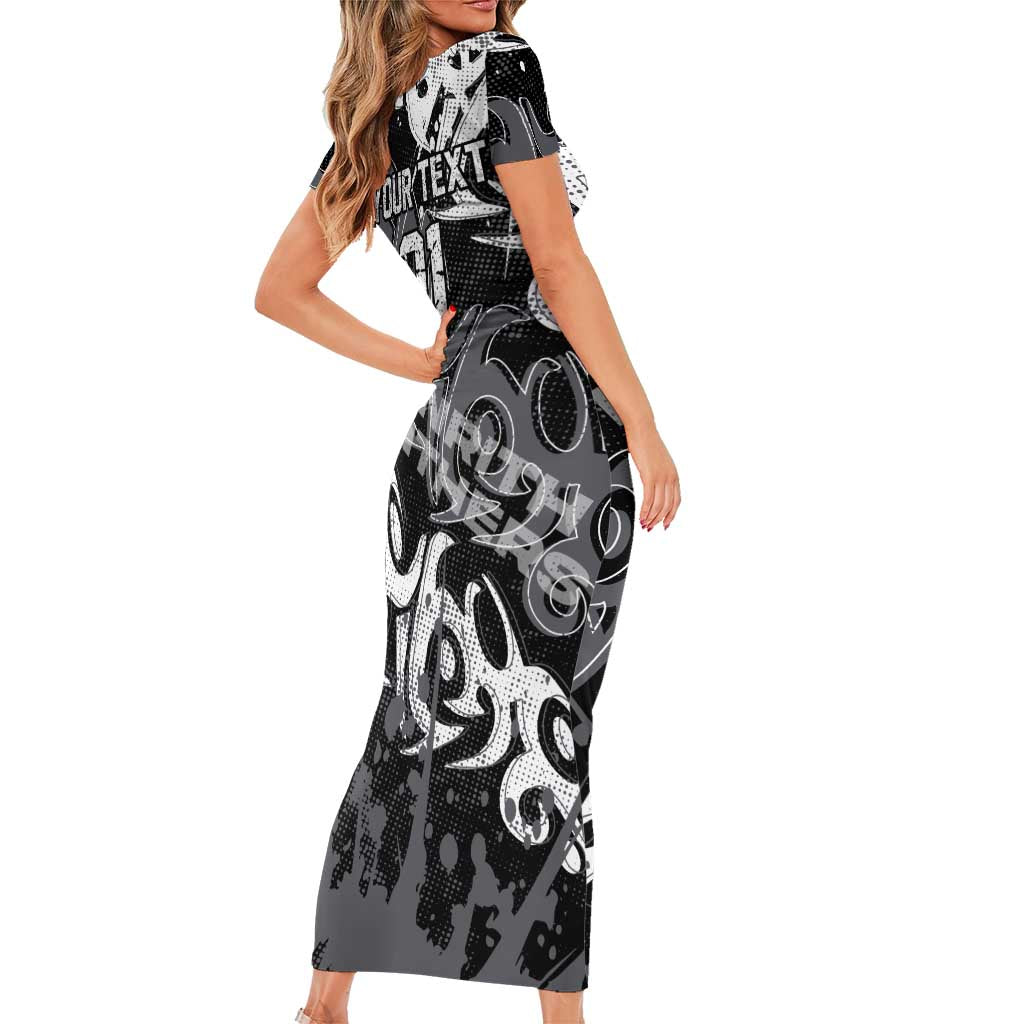 Personalized Penrith Panthers Rugby Family Matching Short Sleeve Bodycon Dress and Hawaiian Shirt Urban Street Graffiti Style - Distressed Splatter Elements