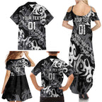 Personalized Penrith Panthers Rugby Family Matching Summer Maxi Dress and Hawaiian Shirt Urban Street Graffiti Style - Distressed Splatter Elements