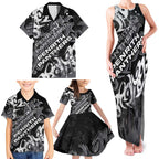 Personalized Penrith Panthers Rugby Family Matching Tank Maxi Dress and Hawaiian Shirt Urban Street Graffiti Style - Distressed Splatter Elements