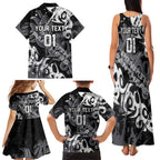 Personalized Penrith Panthers Rugby Family Matching Tank Maxi Dress and Hawaiian Shirt Urban Street Graffiti Style - Distressed Splatter Elements