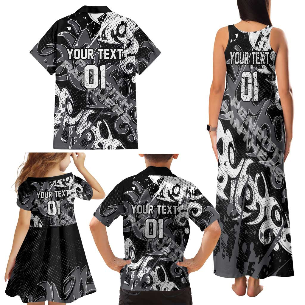 Personalized Penrith Panthers Rugby Family Matching Tank Maxi Dress and Hawaiian Shirt Urban Street Graffiti Style - Distressed Splatter Elements