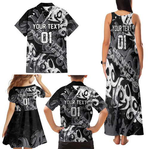 Personalized Penrith Panthers Rugby Family Matching Tank Maxi Dress and Hawaiian Shirt Urban Street Graffiti Style - Distressed Splatter Elements