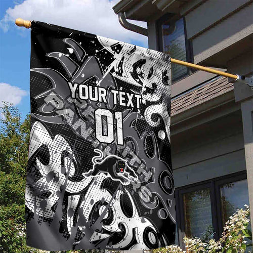 Personalized Penrith Panthers Rugby Garden Flag Urban Street Graffiti Style - Distressed Splatter Elements