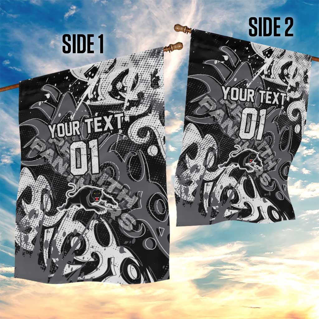 Personalized Penrith Panthers Rugby Garden Flag Urban Street Graffiti Style - Distressed Splatter Elements
