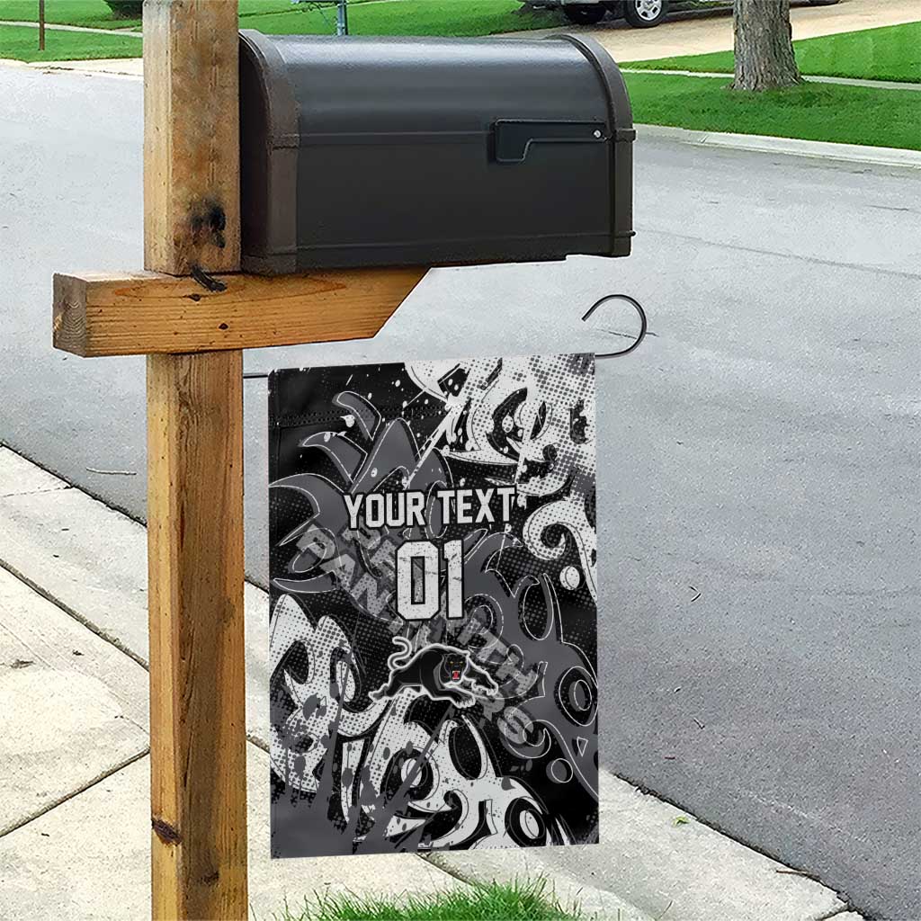 Personalized Penrith Panthers Rugby Garden Flag Urban Street Graffiti Style - Distressed Splatter Elements