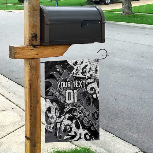 Personalized Penrith Panthers Rugby Garden Flag Urban Street Graffiti Style - Distressed Splatter Elements