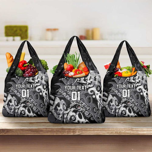 Personalized Penrith Panthers Rugby Grocery Bag Urban Street Graffiti Style - Distressed Splatter Elements