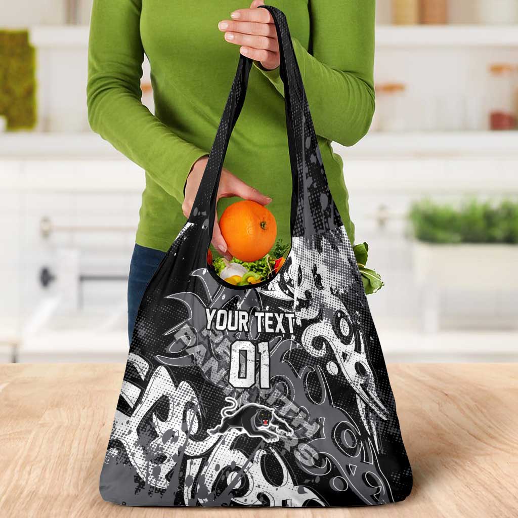 Personalized Penrith Panthers Rugby Grocery Bag Urban Street Graffiti Style - Distressed Splatter Elements