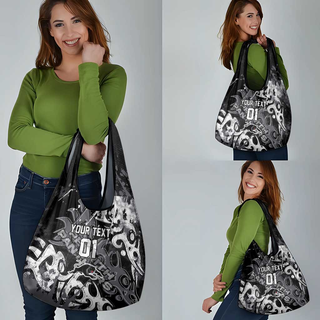 Personalized Penrith Panthers Rugby Grocery Bag Urban Street Graffiti Style - Distressed Splatter Elements