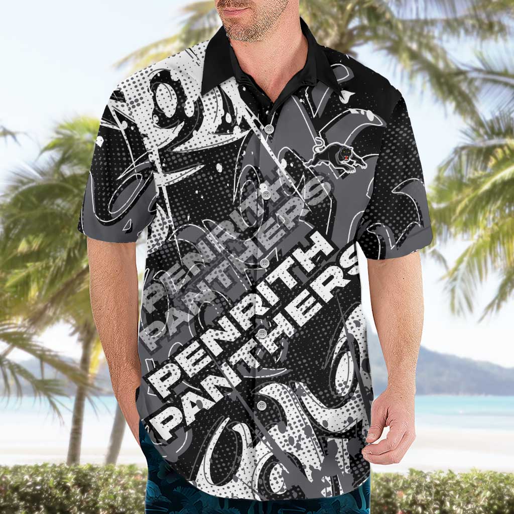 Personalized Penrith Panthers Rugby Hawaiian Shirt Urban Street Graffiti Style - Distressed Splatter Elements