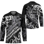 Personalized Penrith Panthers Rugby Hockey Jersey Urban Street Graffiti Style - Distressed Splatter Elements