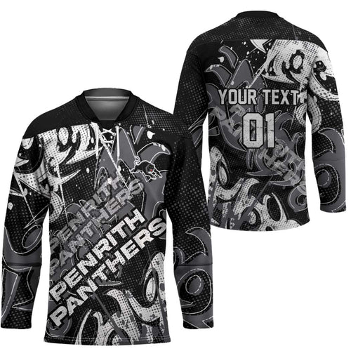 Personalized Penrith Panthers Rugby Hockey Jersey Urban Street Graffiti Style - Distressed Splatter Elements