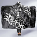 Personalized Penrith Panthers Rugby Hooded Blanket Urban Street Graffiti Style - Distressed Splatter Elements