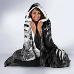 Personalized Penrith Panthers Rugby Hooded Blanket Urban Street Graffiti Style - Distressed Splatter Elements