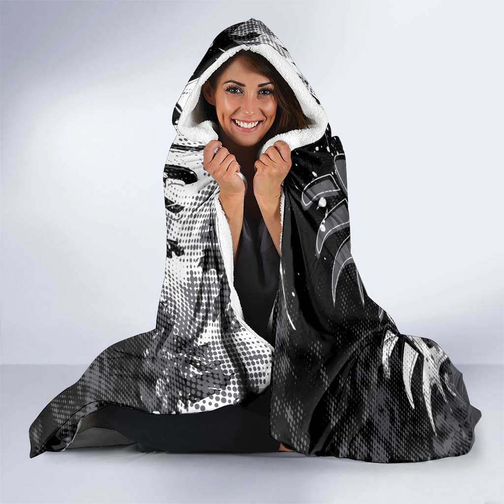 Personalized Penrith Panthers Rugby Hooded Blanket Urban Street Graffiti Style - Distressed Splatter Elements