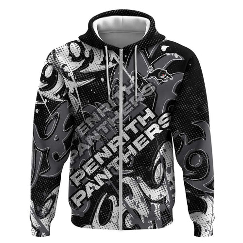 Personalized Penrith Panthers Rugby Hoodie Urban Street Graffiti Style - Distressed Splatter Elements