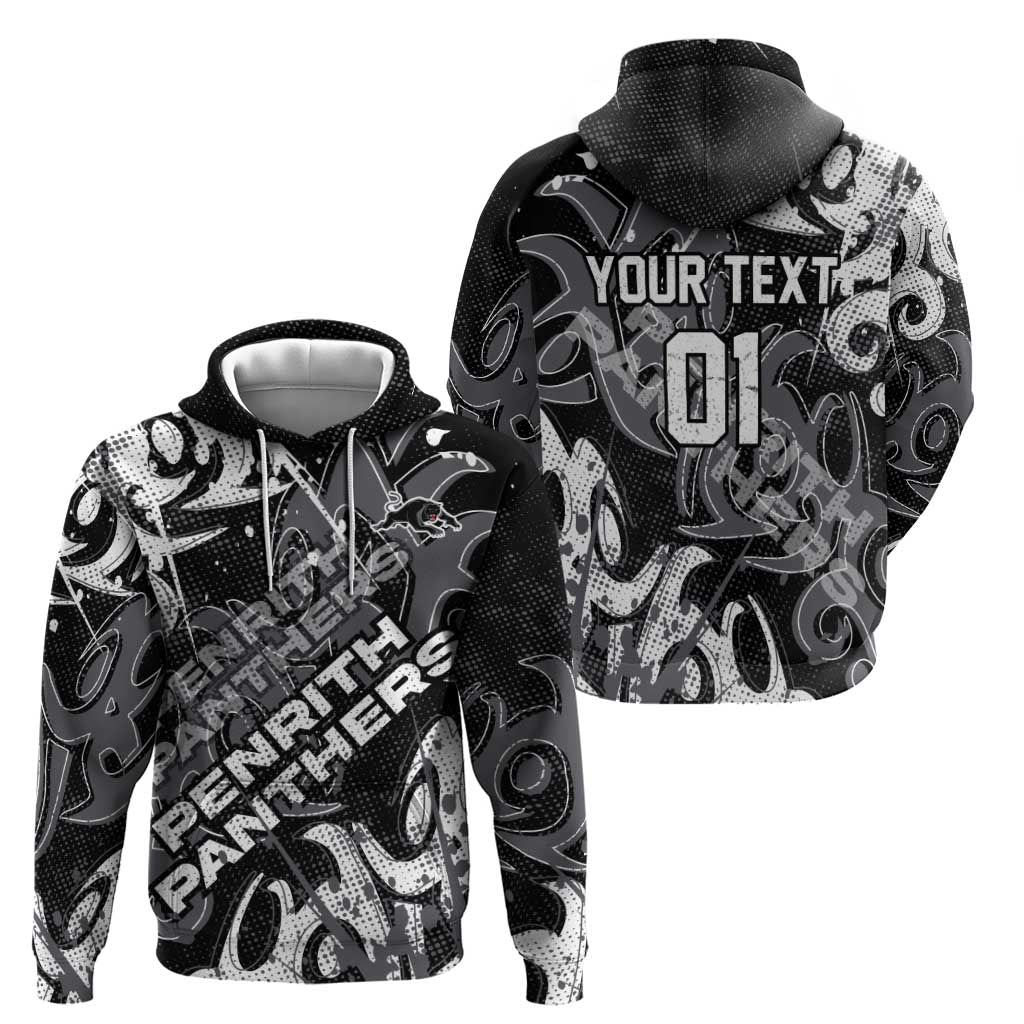 Personalized Penrith Panthers Rugby Hoodie Urban Street Graffiti Style - Distressed Splatter Elements