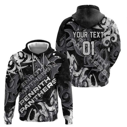 Personalized Penrith Panthers Rugby Hoodie Urban Street Graffiti Style - Distressed Splatter Elements