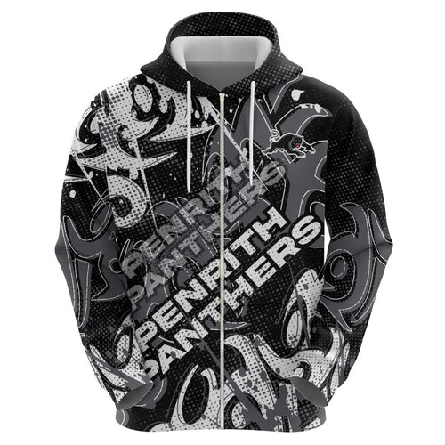 Personalized Penrith Panthers Rugby Hoodie Urban Street Graffiti Style - Distressed Splatter Elements