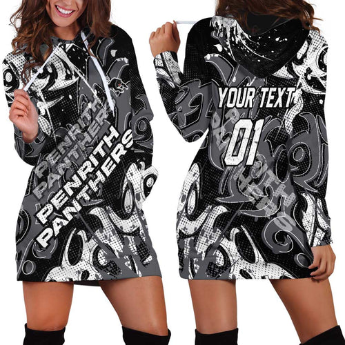 Personalized Penrith Panthers Rugby Hoodie Dress Urban Street Graffiti Style - Distressed Splatter Elements