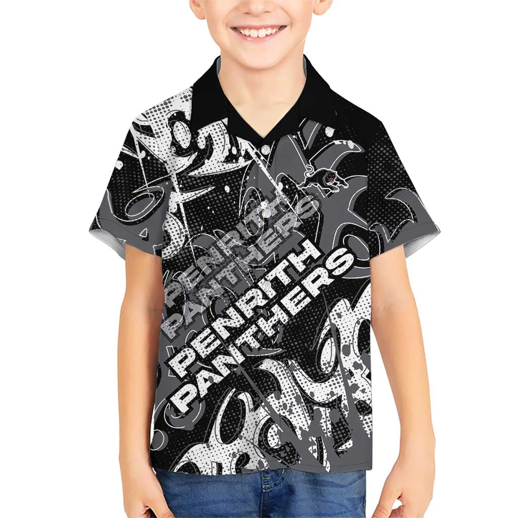 Personalized Penrith Panthers Rugby Kid Hawaiian Shirt Urban Street Graffiti Style - Distressed Splatter Elements