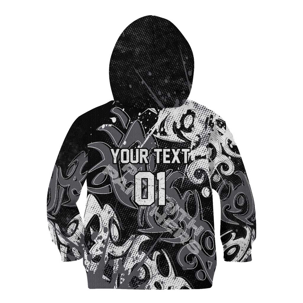 Personalized Penrith Panthers Rugby Kid Hoodie Urban Street Graffiti Style - Distressed Splatter Elements