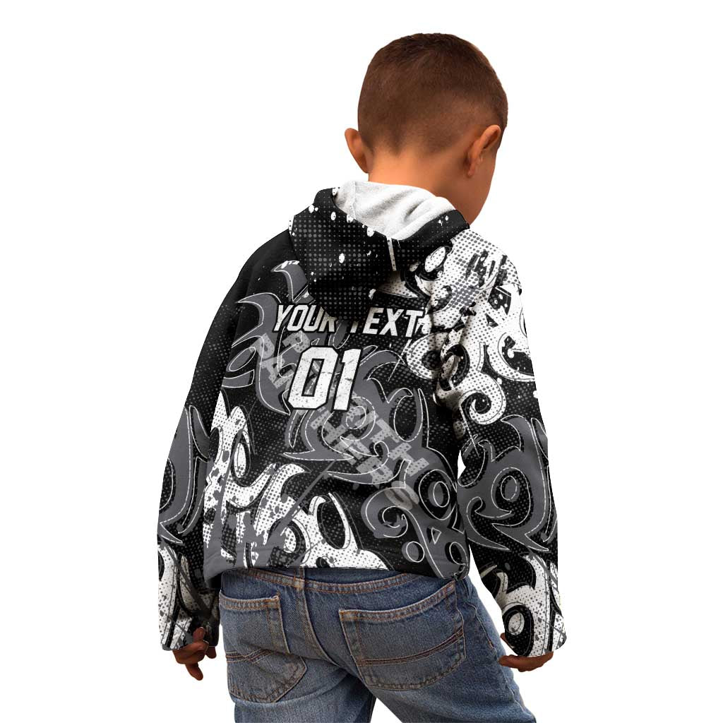 Personalized Penrith Panthers Rugby Kid Hoodie Urban Street Graffiti Style - Distressed Splatter Elements