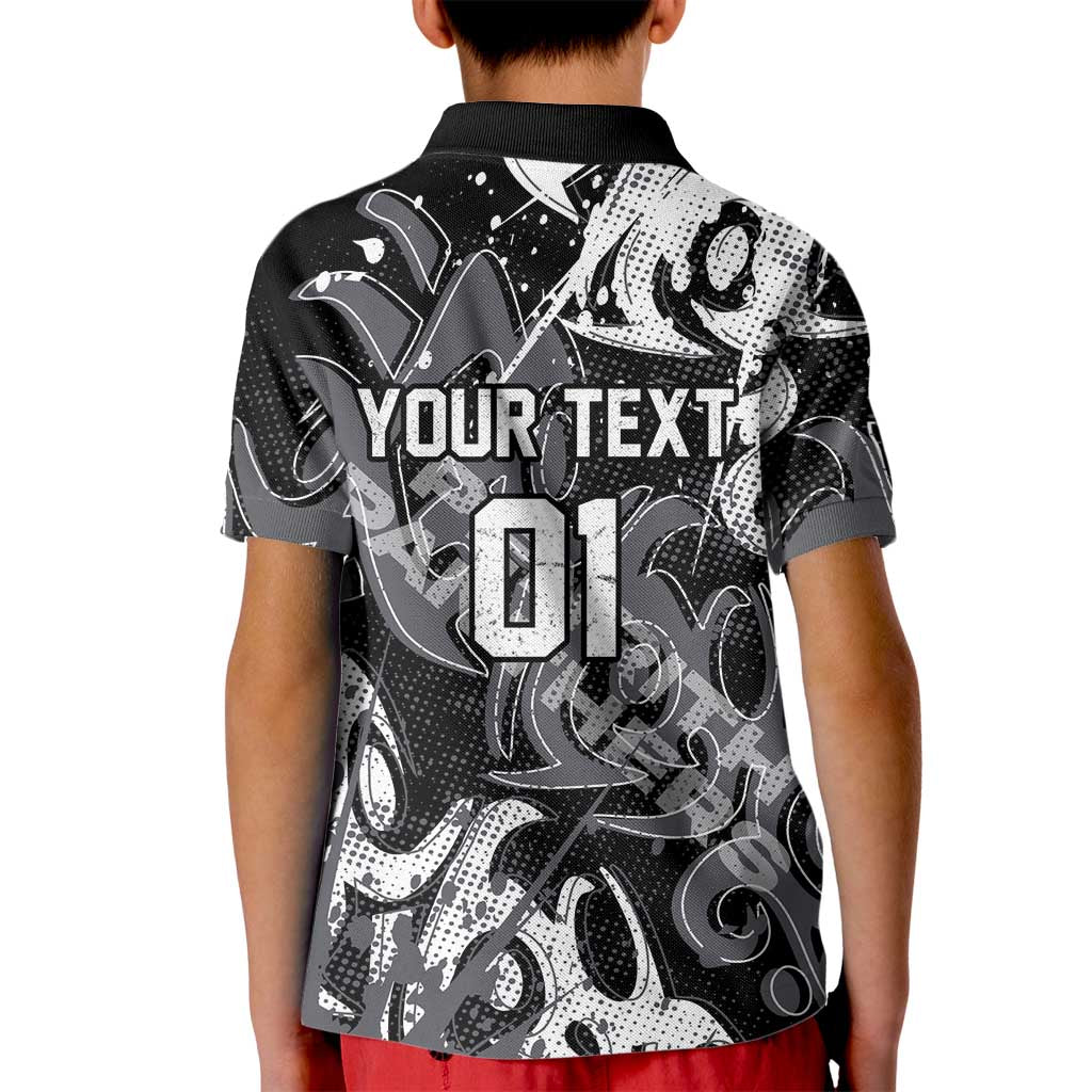Personalized Penrith Panthers Rugby Kid Polo Shirt Urban Street Graffiti Style - Distressed Splatter Elements
