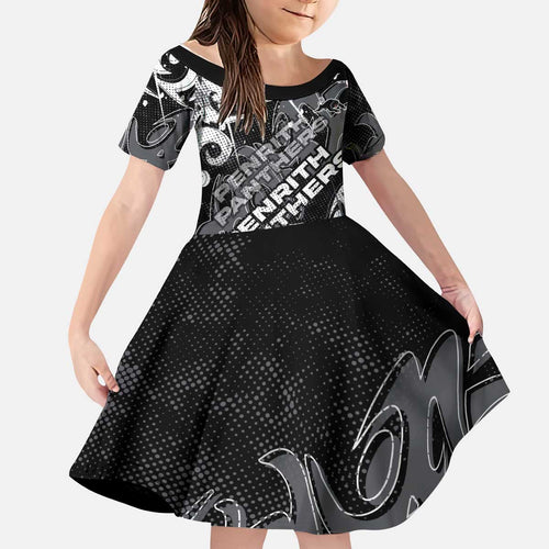 Personalized Penrith Panthers Rugby Kid Short Sleeve Dress Urban Street Graffiti Style - Distressed Splatter Elements