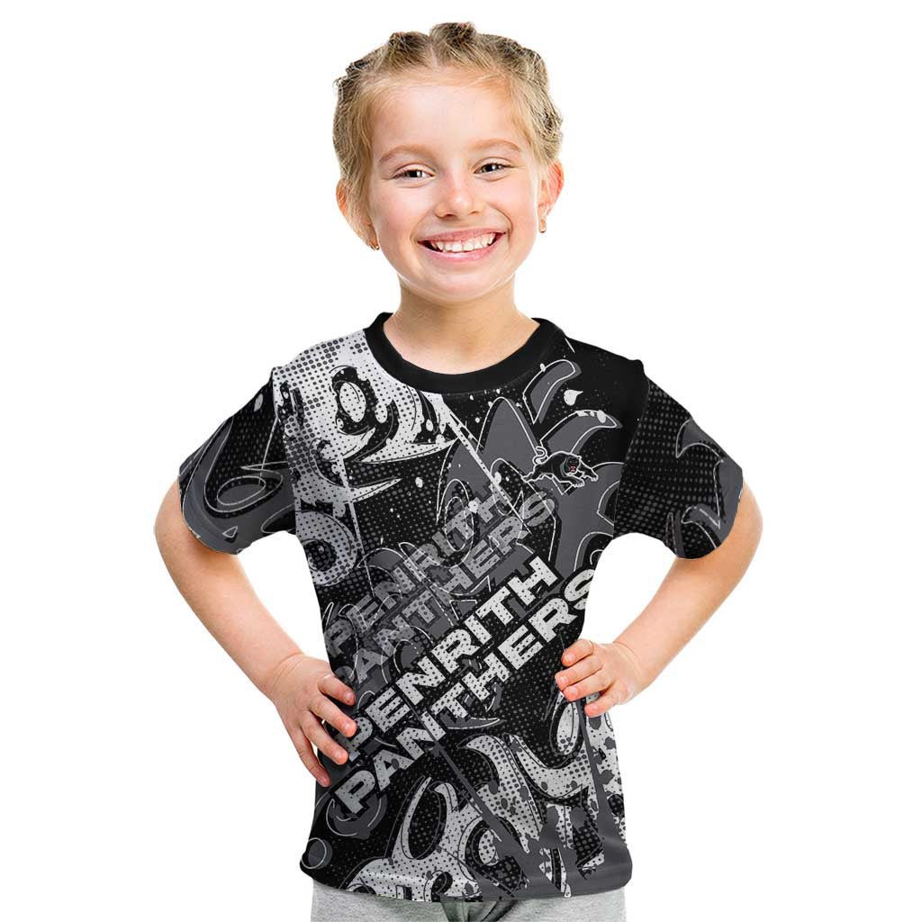 Personalized Penrith Panthers Rugby Kid T Shirt Urban Street Graffiti Style - Distressed Splatter Elements