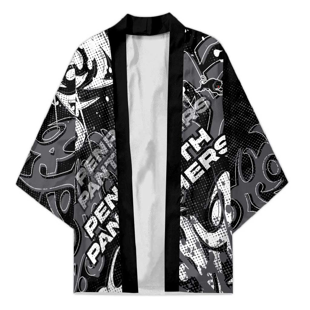 Personalized Penrith Panthers Rugby Kimono Urban Street Graffiti Style - Distressed Splatter Elements