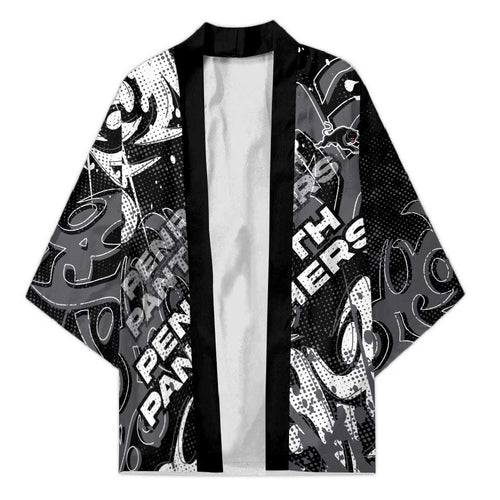 Personalized Penrith Panthers Rugby Kimono Urban Street Graffiti Style - Distressed Splatter Elements