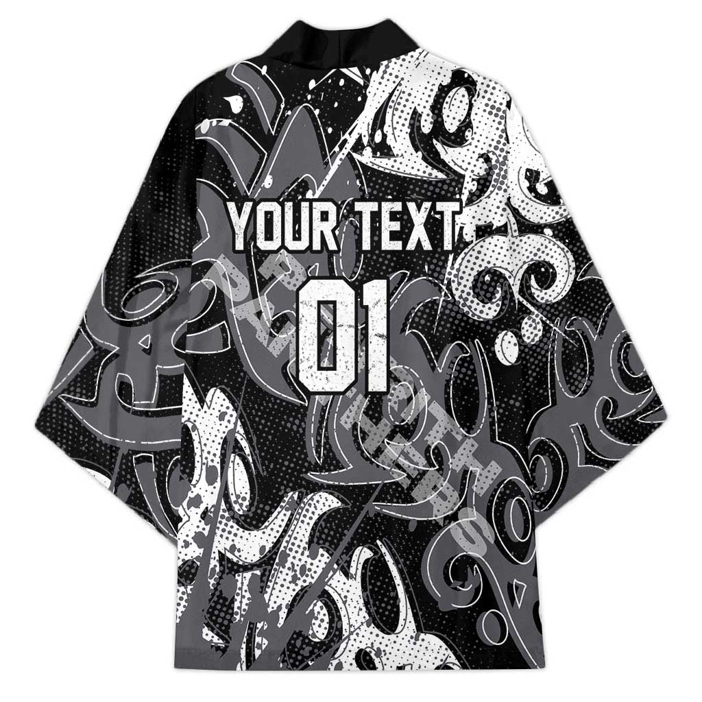 Personalized Penrith Panthers Rugby Kimono Urban Street Graffiti Style - Distressed Splatter Elements